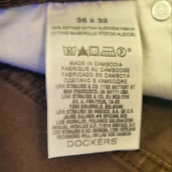 Dockers D3 Classic Fit Flat Front Brown Cotton Khakis Chinos Mens Pants 36x32 - Picture 5 of 9